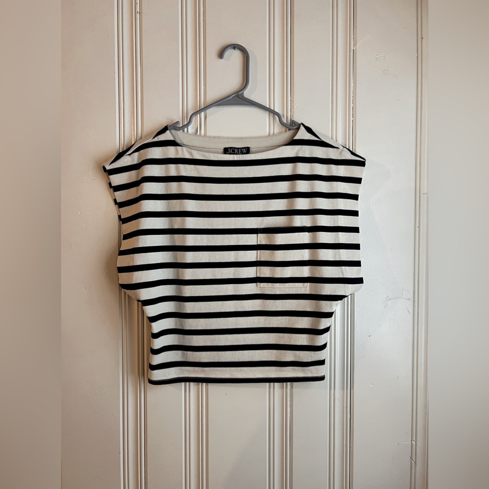 J. Crew Boatneck Muscle T-shirt in stripe mariner cotton XS NWOT